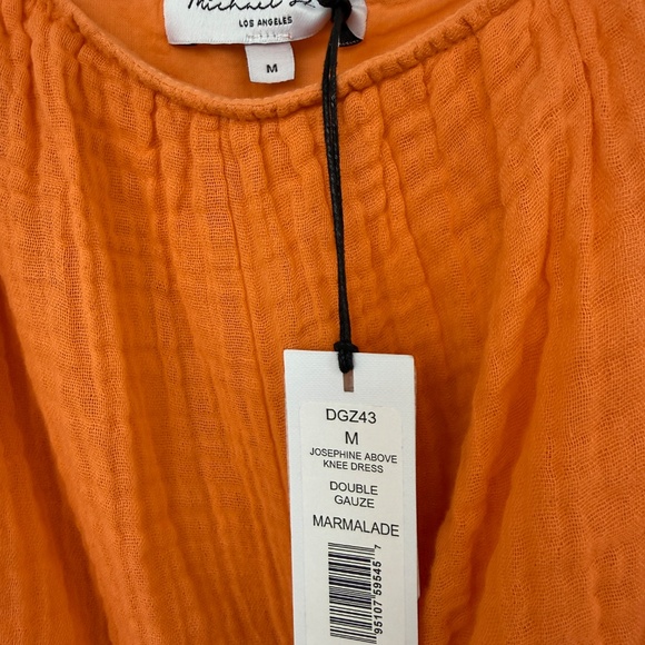 NWT Michael Stars Josephine Smocked Waist Gauze Dress – M – Marmalade (Orange) - Picture 2 of 6